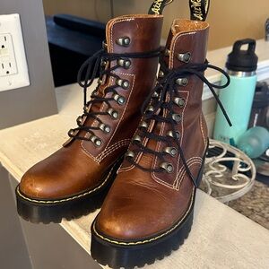 Combat Dr. Martens Brown Leona Leather Boots